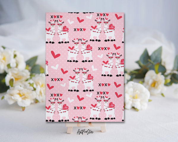 Valentine's Day Llamas and XOXO Customized Greeting Card