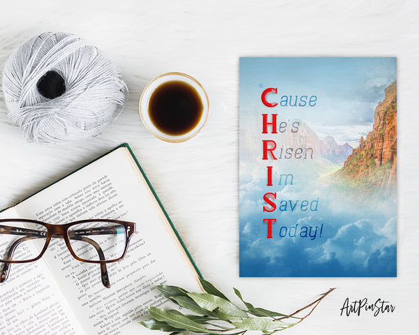 Cause He's Risen I'm Saved Today Bible Verse Customized Greeting Card