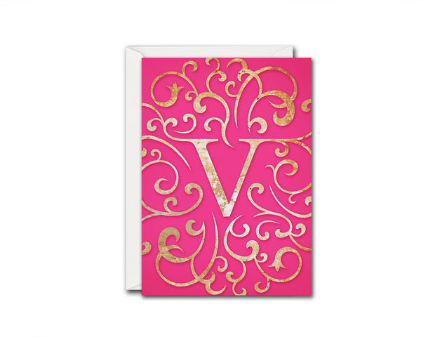 Alphabet Mandela Letter V Modern Monogram Note Cards
