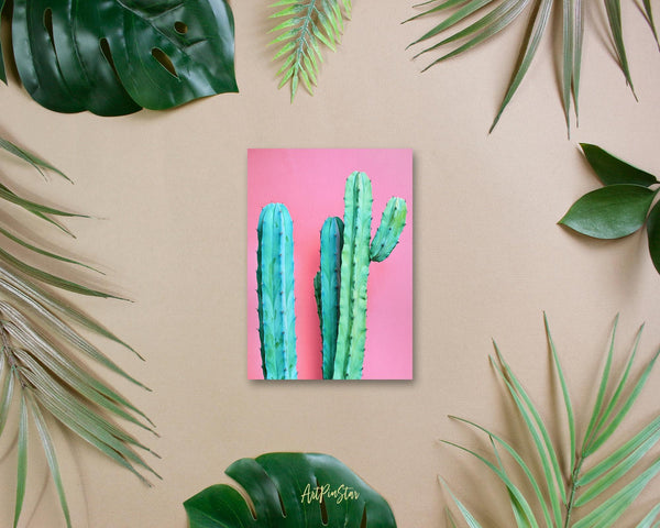 Cactus Tropical Cacti Plant on Pastel Pink Botanical Garden Customized Greeting Card