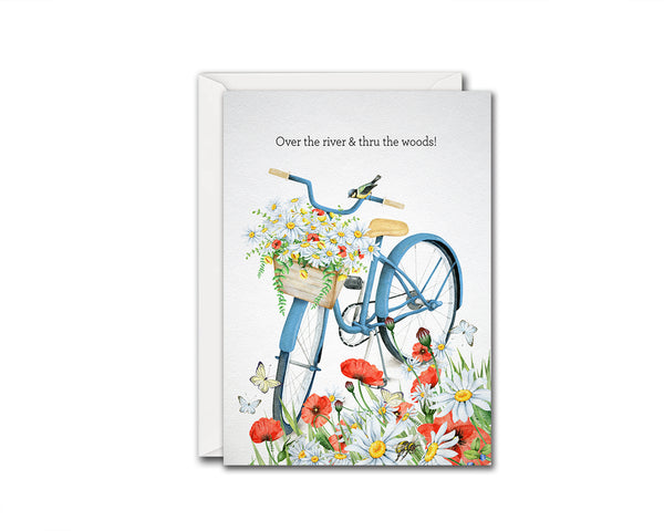 Over the river & thru the woods Song Lyric Quote Customized Greeting Cards