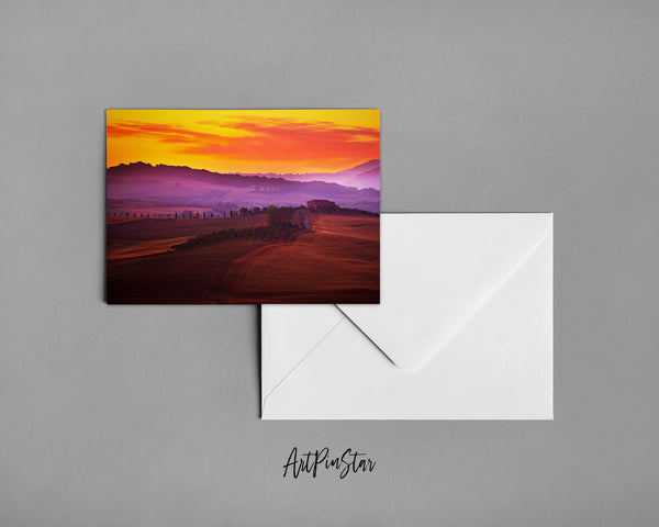 Tuscany at Sunset in Summer, Italy Landscape Custom Greeting Cards