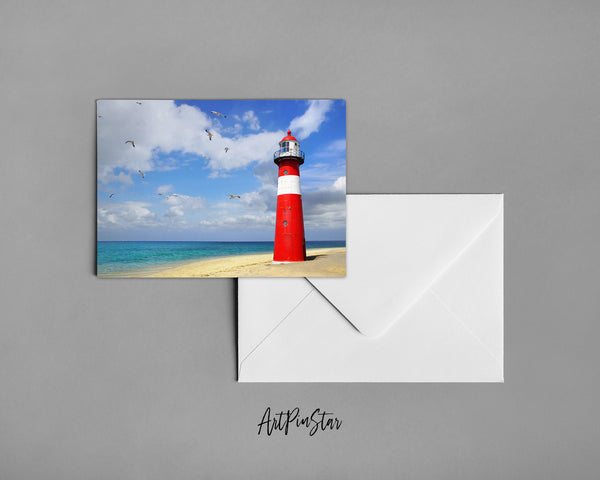 Lighthouse Westkapelle, Netherlands Landscape Custom Greeting Cards