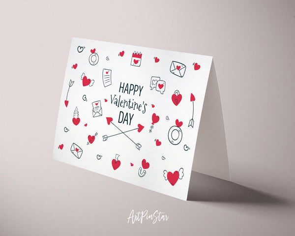 Valentine's Day with Realistic Hearts Customized Greeting Card