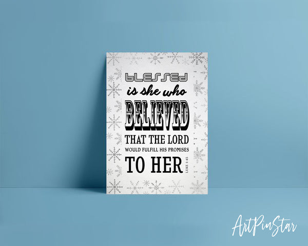 Blessed is she who believed that the Lord Bible Verse Customized Greeting Card
