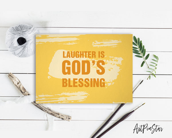 Laughter is God's blessing Bible Verse Customized Greeting Card