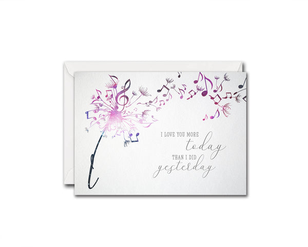 Inspiring Music Quote Letter I Symbol I love you more today than I did yesterday