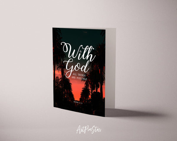 With God all things are possible Matthew 19:26 Bible Verse Customized Greeting Card