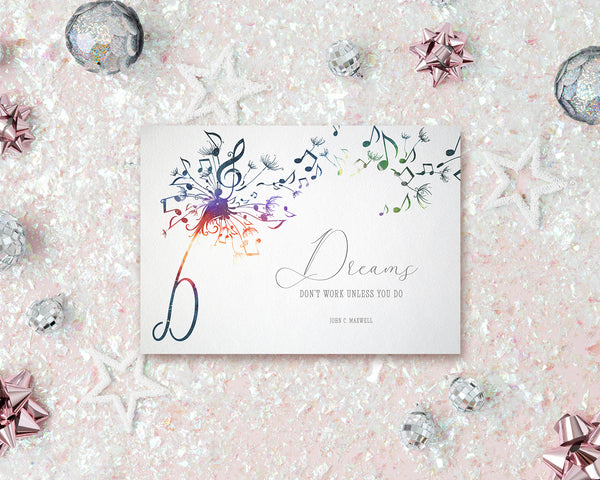 Inspiring Music Quote Letter D Symbol Dreams don’t work unless you do John Maxwell