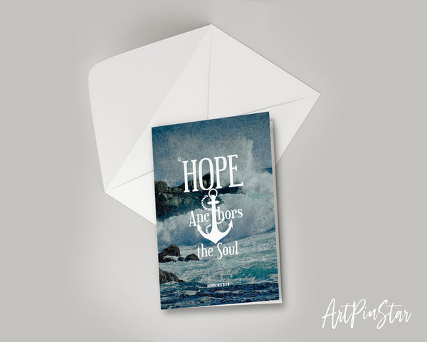 Hope anchors the soul Hebrews 6:19 Bible Verse Customized Greeting Card