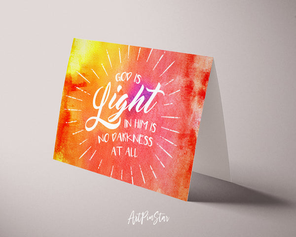 God is Ligfht in him is no darkness at all Bible Verse Customized Greeting Card