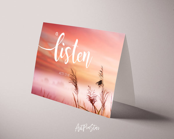 Listen Acts 13:16 Bible Verse Customized Greeting Card