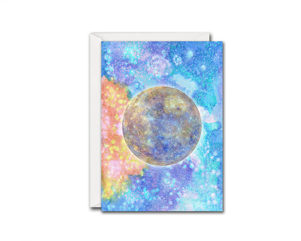 Mercury Planet Watercolor Galaxy Space Customizable Greeting Card