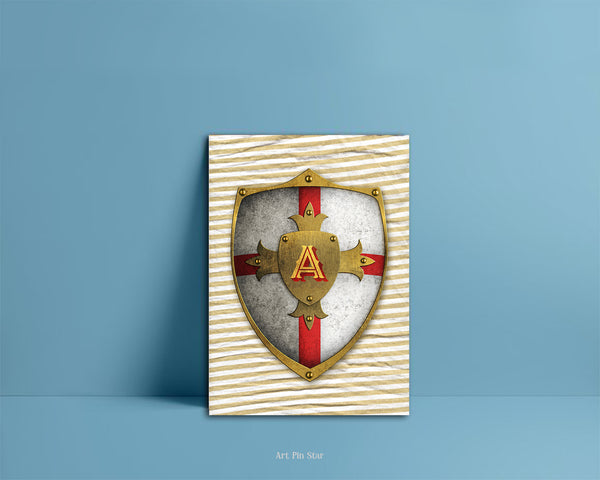 Alphabet Shield Letter A Signature Monogram Note Cards