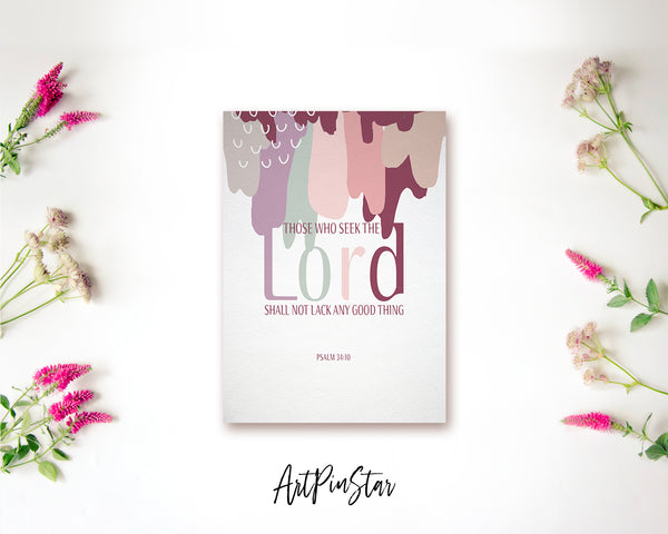 Those who seek the Lord shall not lack any good Psalm 34:10 Bible Verse Customized Greeting Card