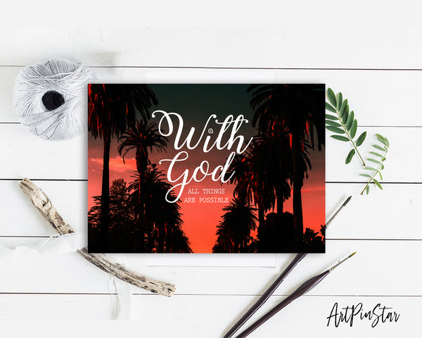 With God all things are possible Matthew 19:26 Bible Verse Customized Greeting Card