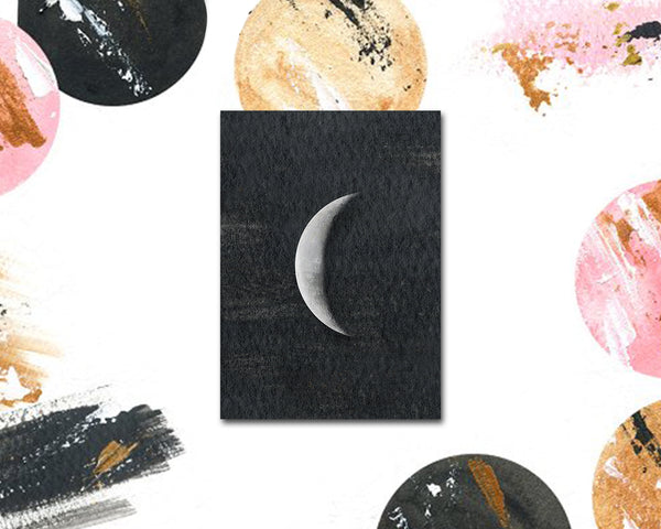Waning Crescent Moon Phases Customizable Greeting Card