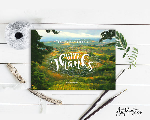 In everything give thanks 1 Thessalonians 5:18 Bible Verse Customized Greeting Card