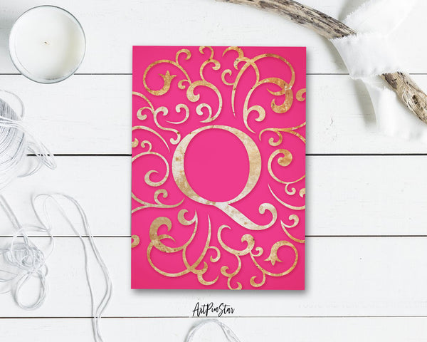 Alphabet Mandela Letter Q Modern Monogram Note Cards
