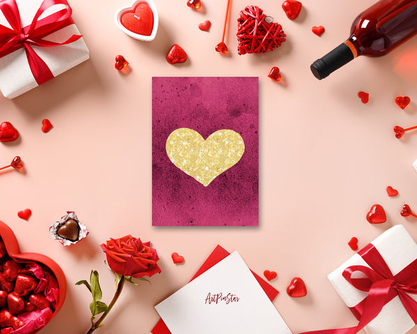 Gold Heart Valentine's Day Customized Greeting Card