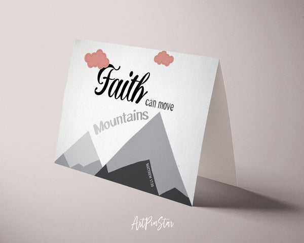 Faith Can Move Mountains Matthew 17:20 Bible Verse Customized Greeting Card