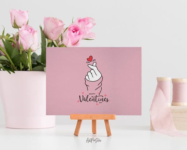 Valentine's Day Finger Heart Love Sign Customized Greeting Card