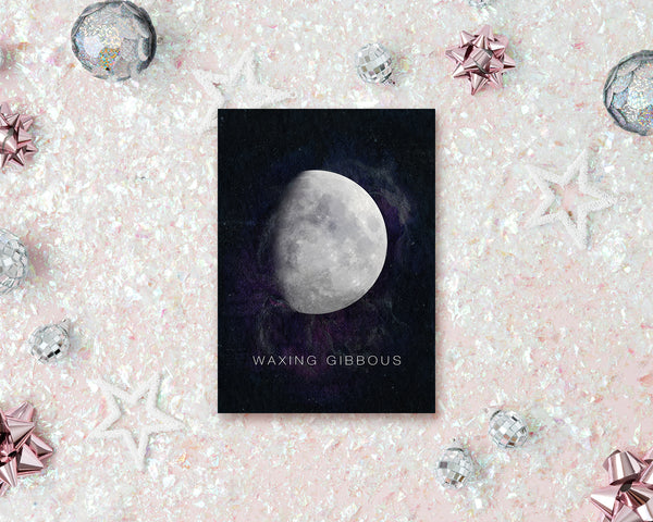 Waxing Gibbous Moon Phases Universe Space Customizable Greeting Card