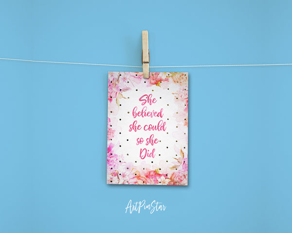 She believed she could so she did RS Grey Inspirational Quote Customized Greeting Cards