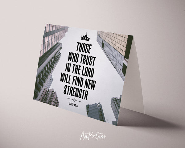 Those who trust in the lord will find new strength Isaiah 40:31 Bible Verse Customized Greeting Card
