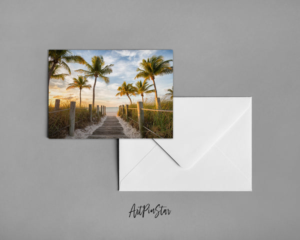Florida Footbridge, Smathers Beach, Key West, Florida Landscape Custom Greeting Cards