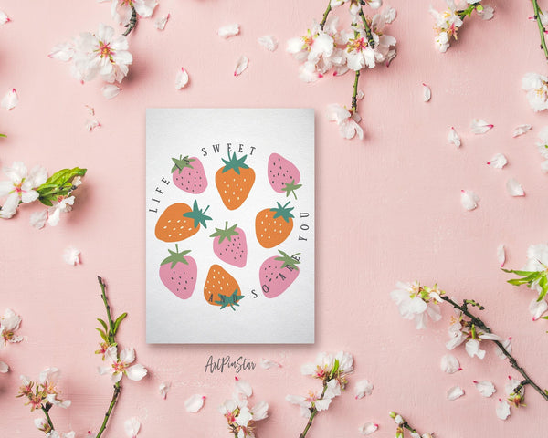 Life is sweet and so are you Flower Quote Customized Gift Cards