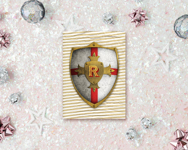 Alphabet Shield Letter R Signature Monogram Note Cards