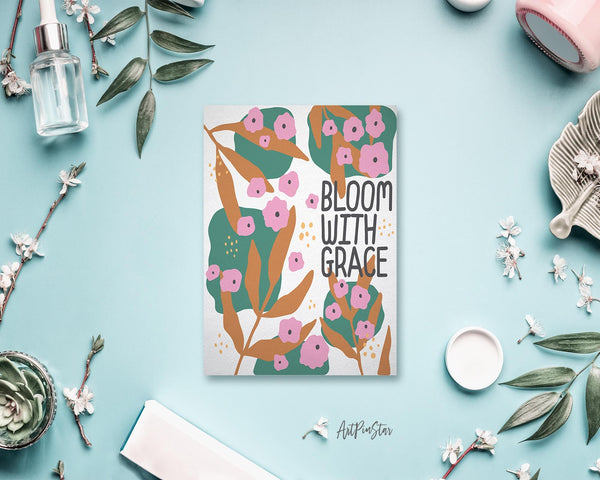 Bloom with grace Flower Quote Customized Gift Cards