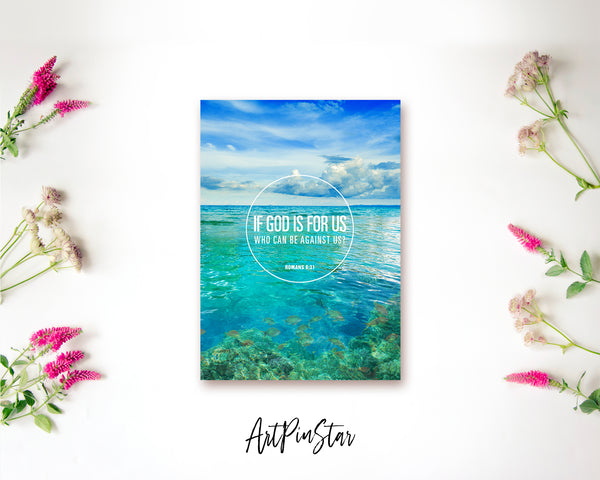 If God is for us who can be against us Romans 8:31 Bible Verse Customized Greeting Card