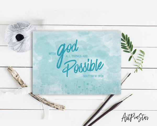 With God all things are possible Matthew 19:26 Bible Verse Customized Greeting Card