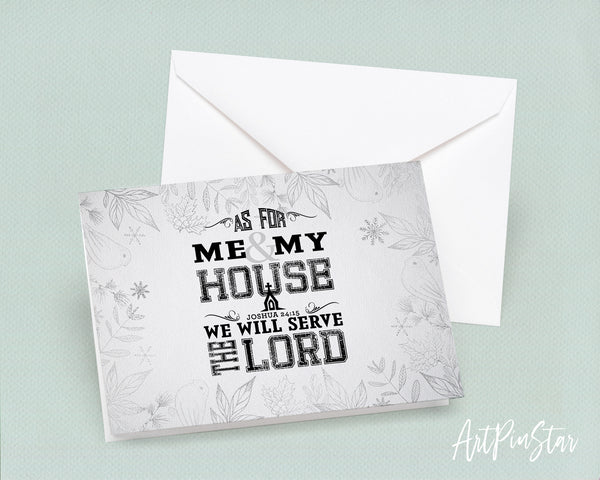 As for me & my house, we will serve the Lord Joshua 24:15 Bible Verse Customized Greeting Card