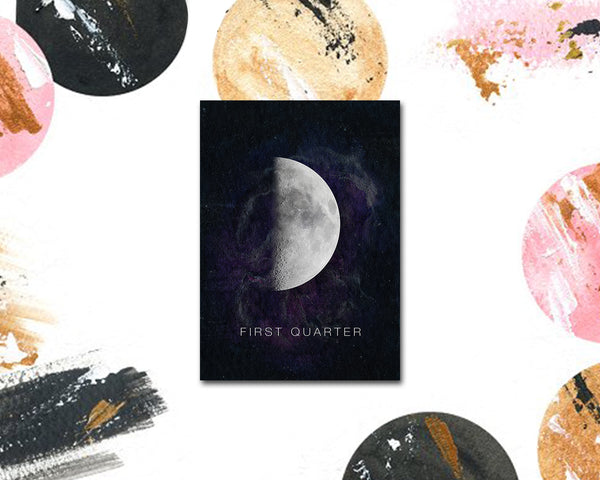 First Quarter Moon Phases Universe Space Customizable Greeting Card