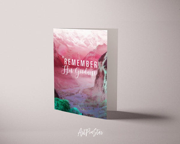Remember His Goodness Bible Verse Customized Greeting Card