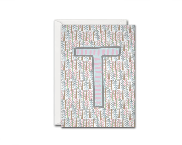 Alphabet Forest Letter T Animal Monogram Note Cards