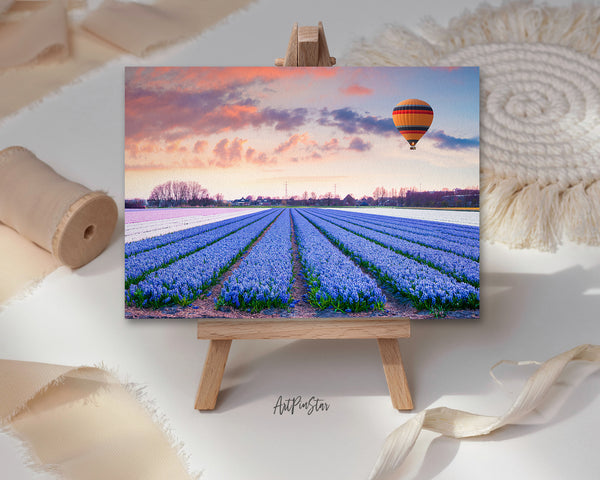 Tulip Field of Blooming Blue Landscape Custom Greeting Cards