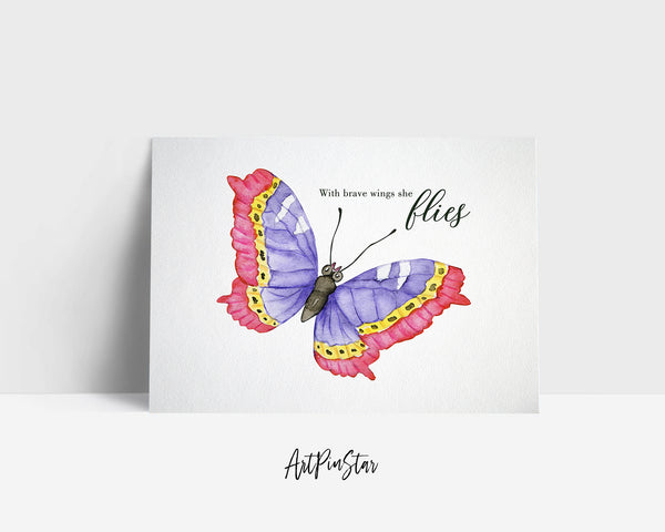 With brave wings she flies Butterfly Animal Greeting Cards