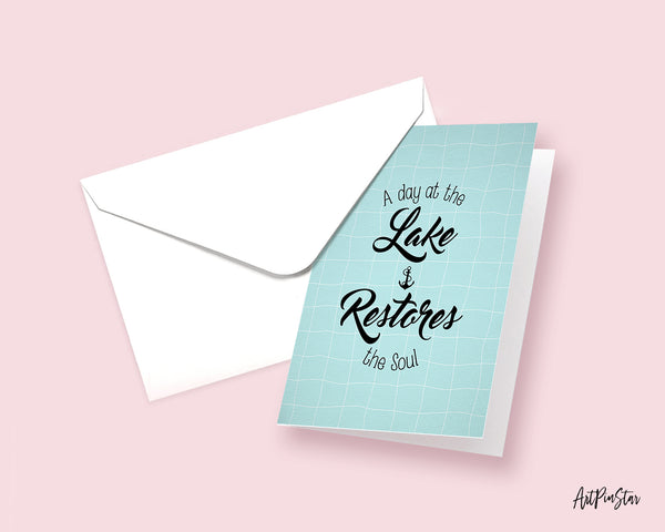A day at the lake restores the soul Funny Quote Customized Greeting Cards