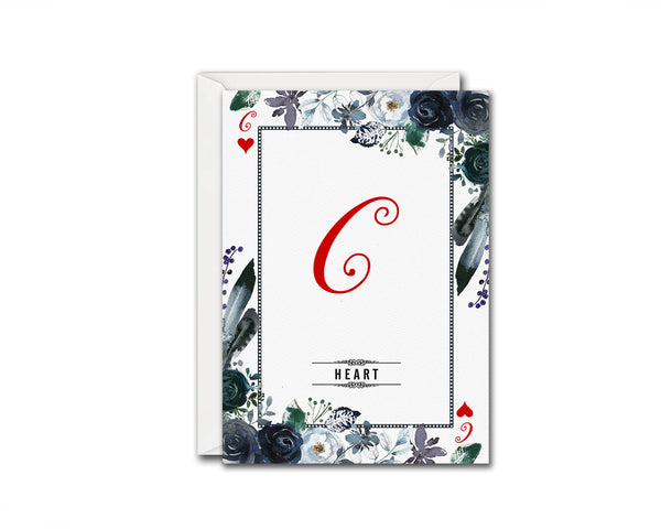 Watercolor Floral Flower Bouquet Initial Letter C Heart Monogram Note Cards