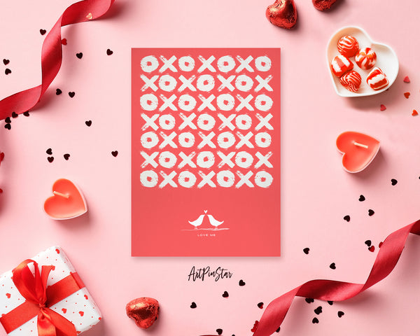 Valentine's Day XOXO and Coral Red Customized Greeting Card