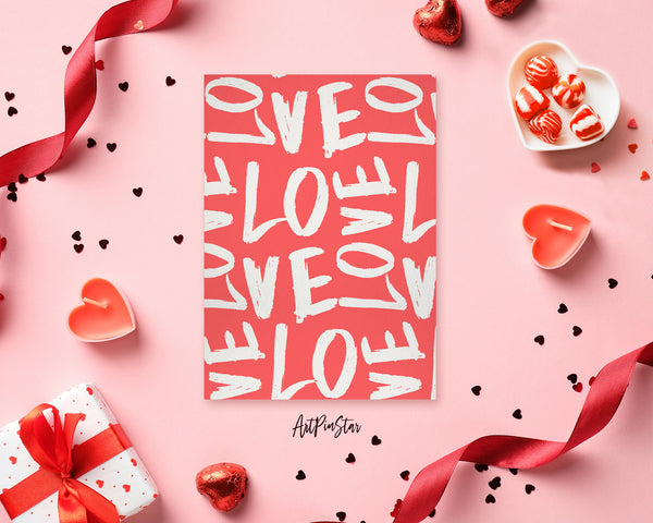 Valentine's Day Romantic Cream and Coral Red Customized Greeting Card