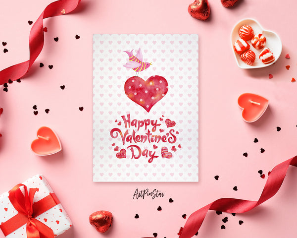Red Heart Happy Valentine's Day Customized Greeting Card