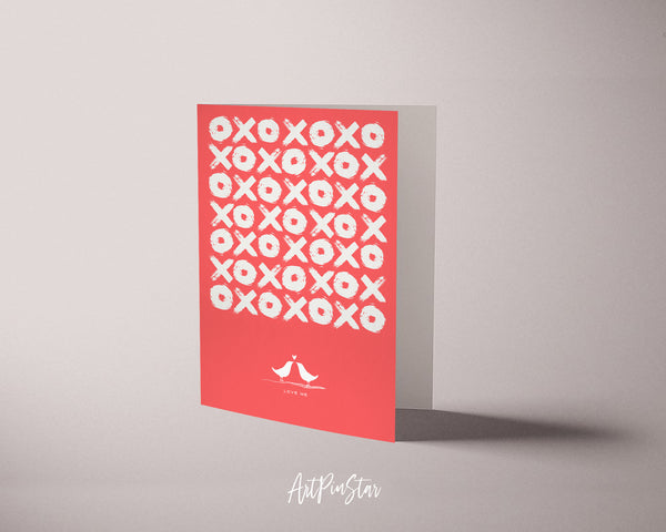 Valentine's Day XOXO and Coral Red Customized Greeting Card