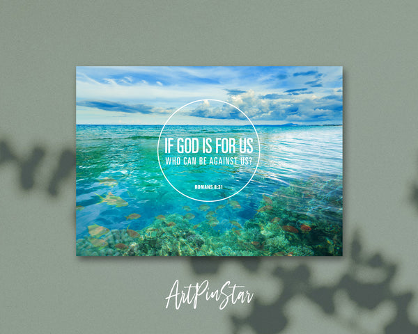 If God is for us who can be against us Romans 8:31 Bible Verse Customized Greeting Card