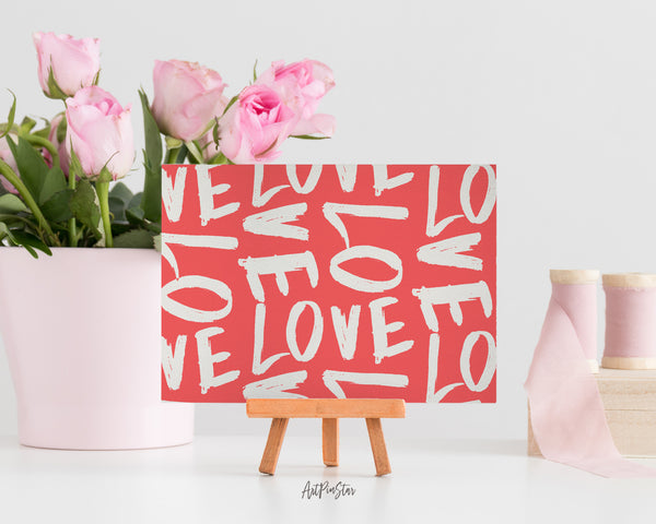 Valentine's Day Romantic Cream and Coral Red Customized Greeting Card