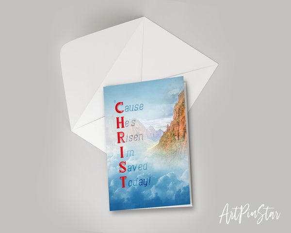 Cause He's Risen I'm Saved Today Bible Verse Customized Greeting Card